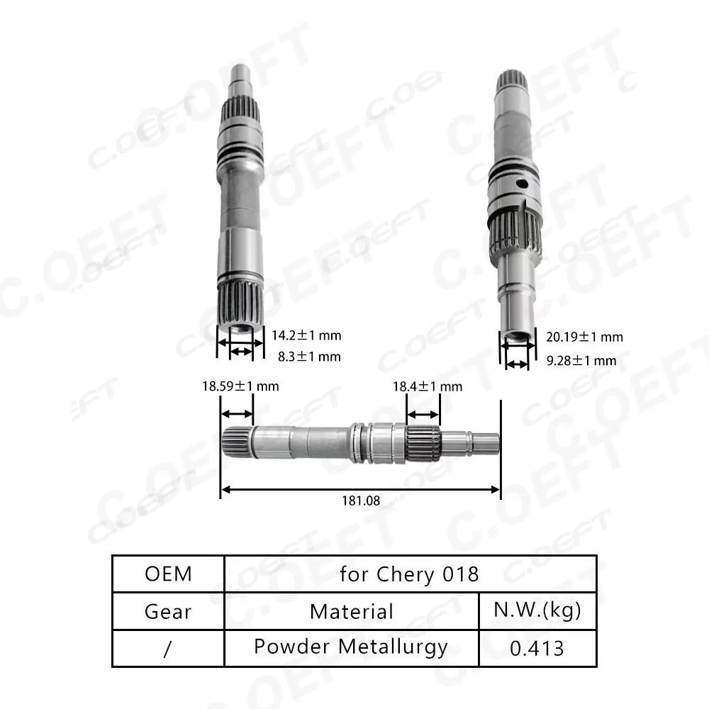 For Chery 018 Refabricated High Quality Transmission Input Shaft