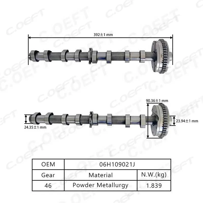 For Audi 1.8 Intake Camshaft Assembly 06H109021J