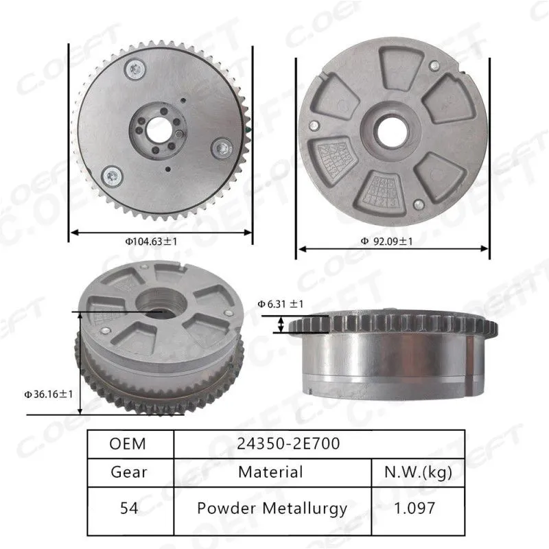 برای هیوندای و کیا میل بادامک تنظیم کننده دنده زمان بندی 24350-2E700