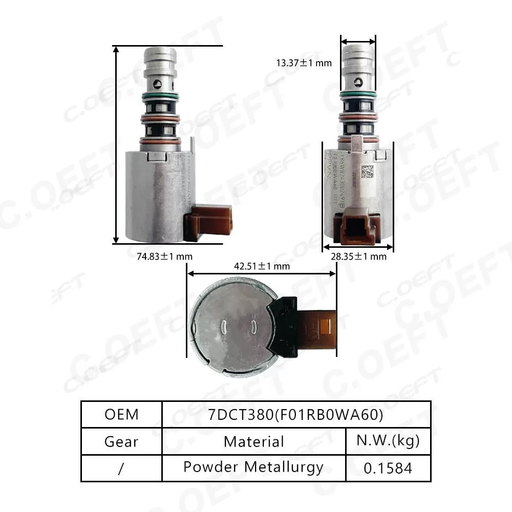 High Quality F01RB0WA60 Transmission Solenoid Valve for Geely Xingyue 7DCT380 Refabricated Gear Boxes Product
